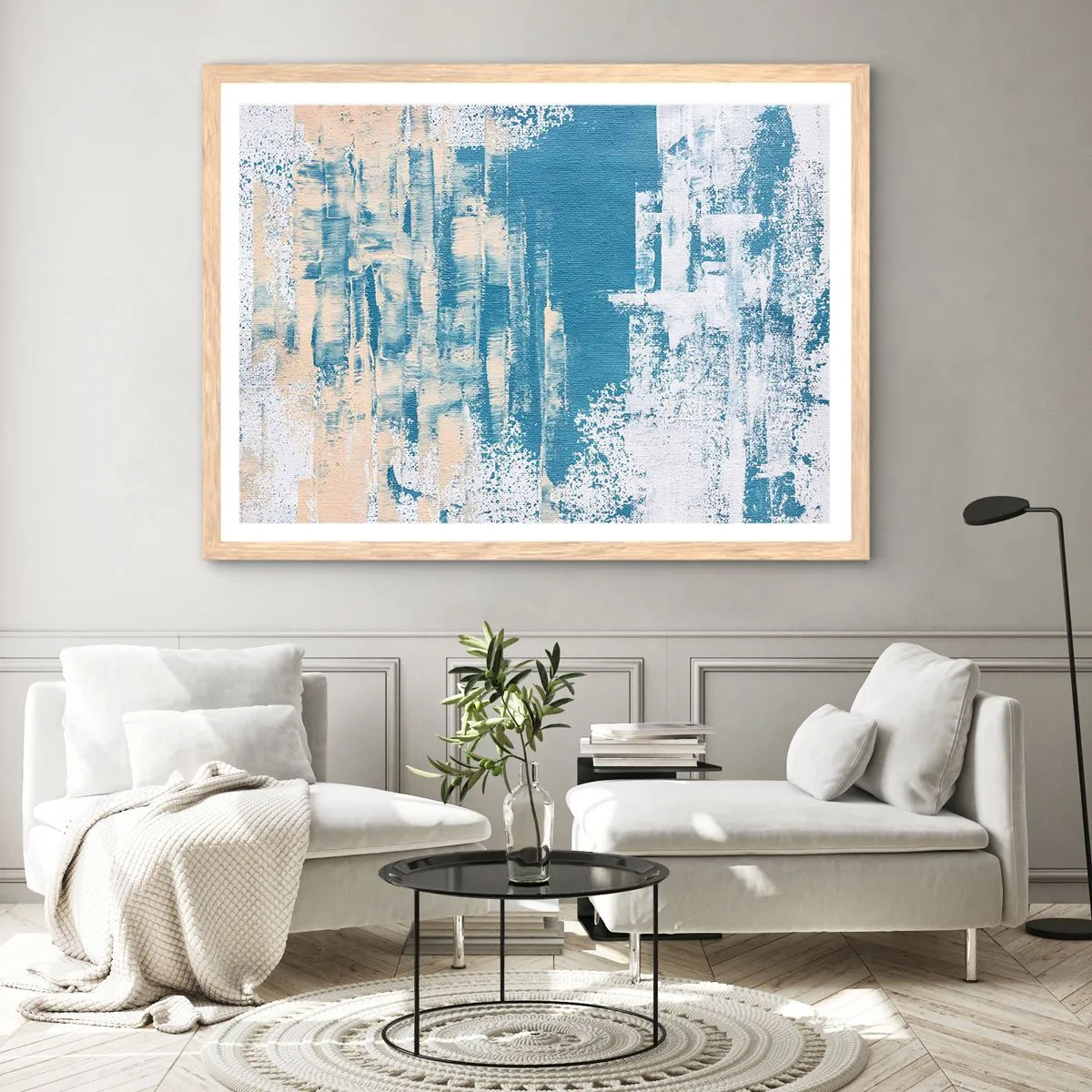 Poster in einem Rahmen aus heller Eiche - Durch einen Eiszapfen - 100x70 cm