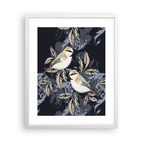 Poster in einem weißen Rahmen - Gelb-blauer Triller - 40x50 cm