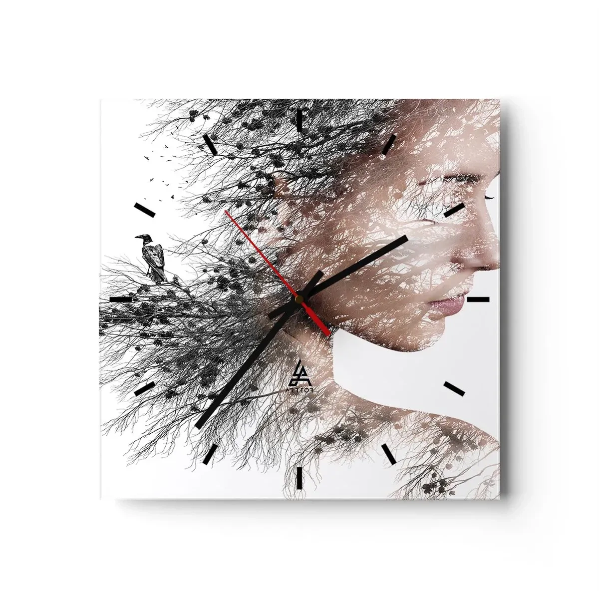 Wanduhr - Glasuhr - Der Geist des Waldes - 40x40 cm
