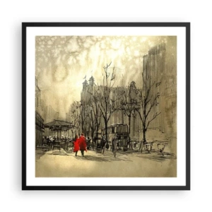 Poster in einem schwarzem Rahmen - Ein Date im Londoner Nebel - 60x60 cm