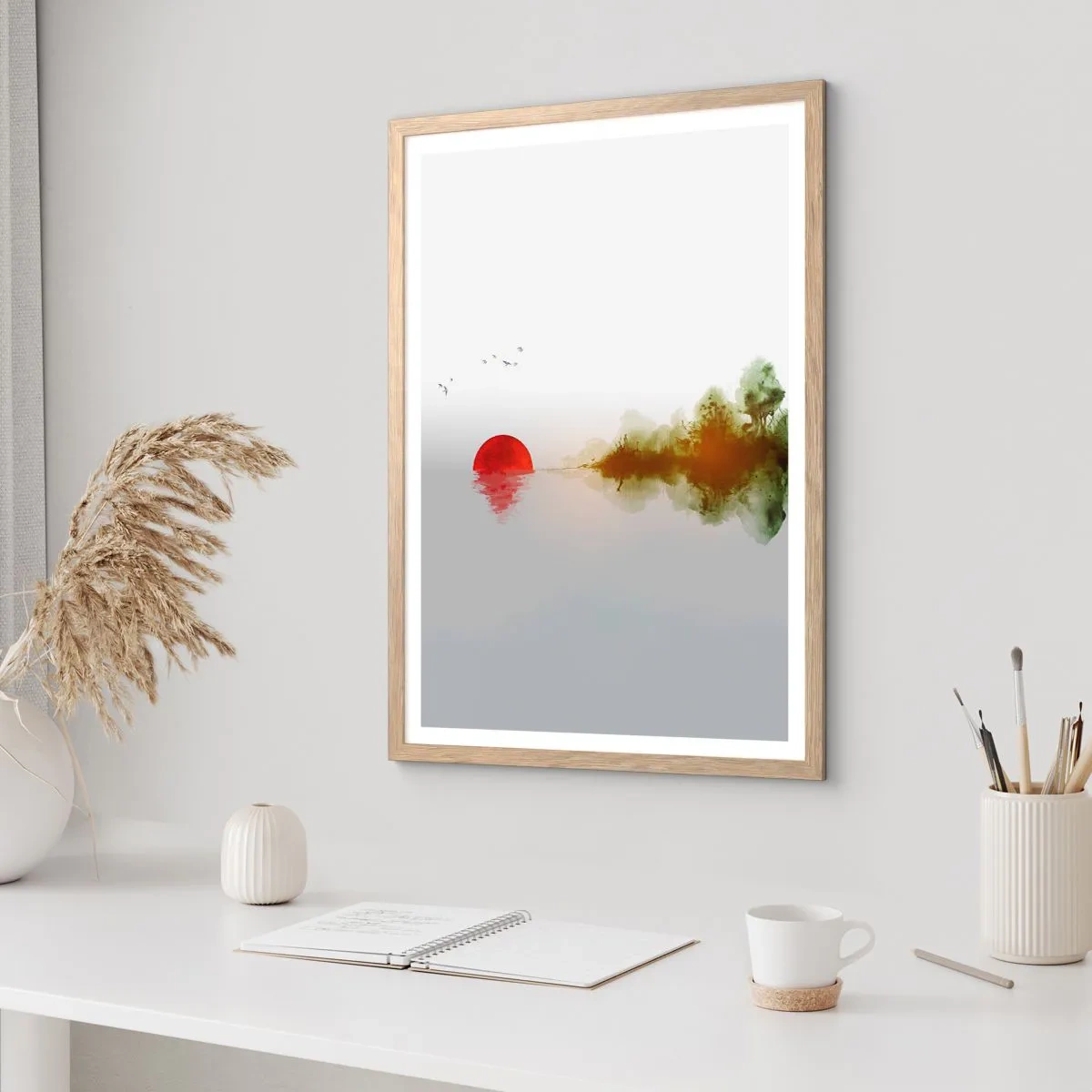 Poster in einem Rahmen aus heller Eiche - Versprechen der Ruhe - 40x50 cm