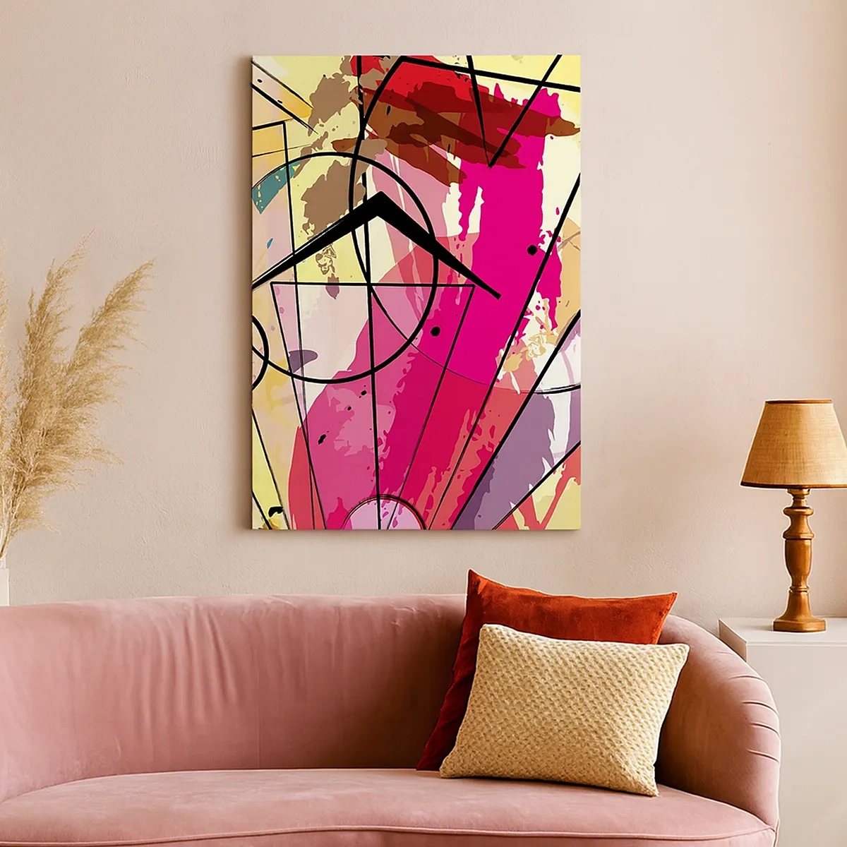 Bild auf Leinwand - Leinwandbild - Abstraktion mit Linien und geometrischen Formen - 50x70cm - Explosion - Moderne Wanddekoration für Wohnzimmer und Schlafzimmer ARTTOR