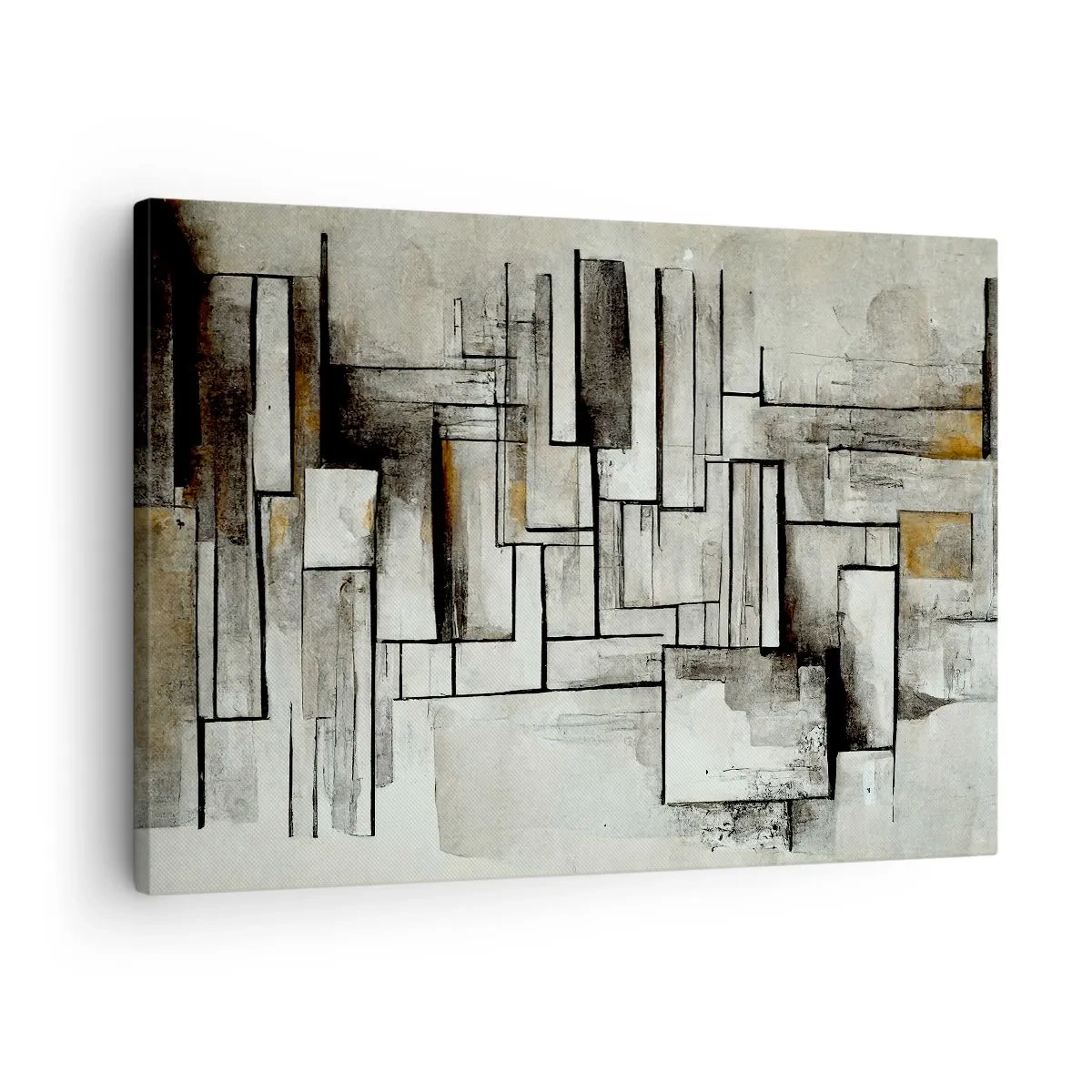 Bild auf Leinwand - Leinwandbild - Abstrakte Rechtecke in Grau- und Schwarztönen - 70x50cm - Kraft der Einfachheit - Moderne Wanddekoration für Wohnzimmer und Schlafzimmer ARTTOR