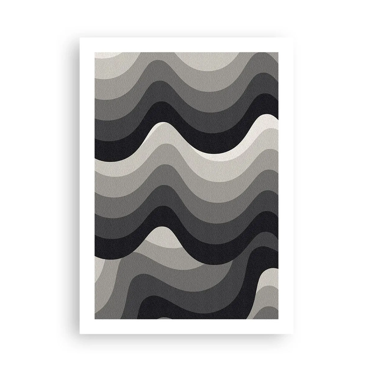 Poster - Geometrische Wellen in Schwarz- und Grautönen - 50x70cm - Eine Welle nach der anderen - Moderne Wanddekoration für Wohnzimmer und Schlafzimmer ARTTOR