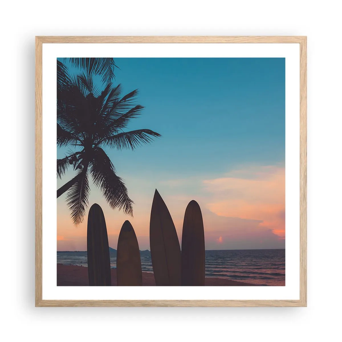 Poster in einem Rahmen aus heller Eiche - Morgen wird es auch lustig - 60x60 cm