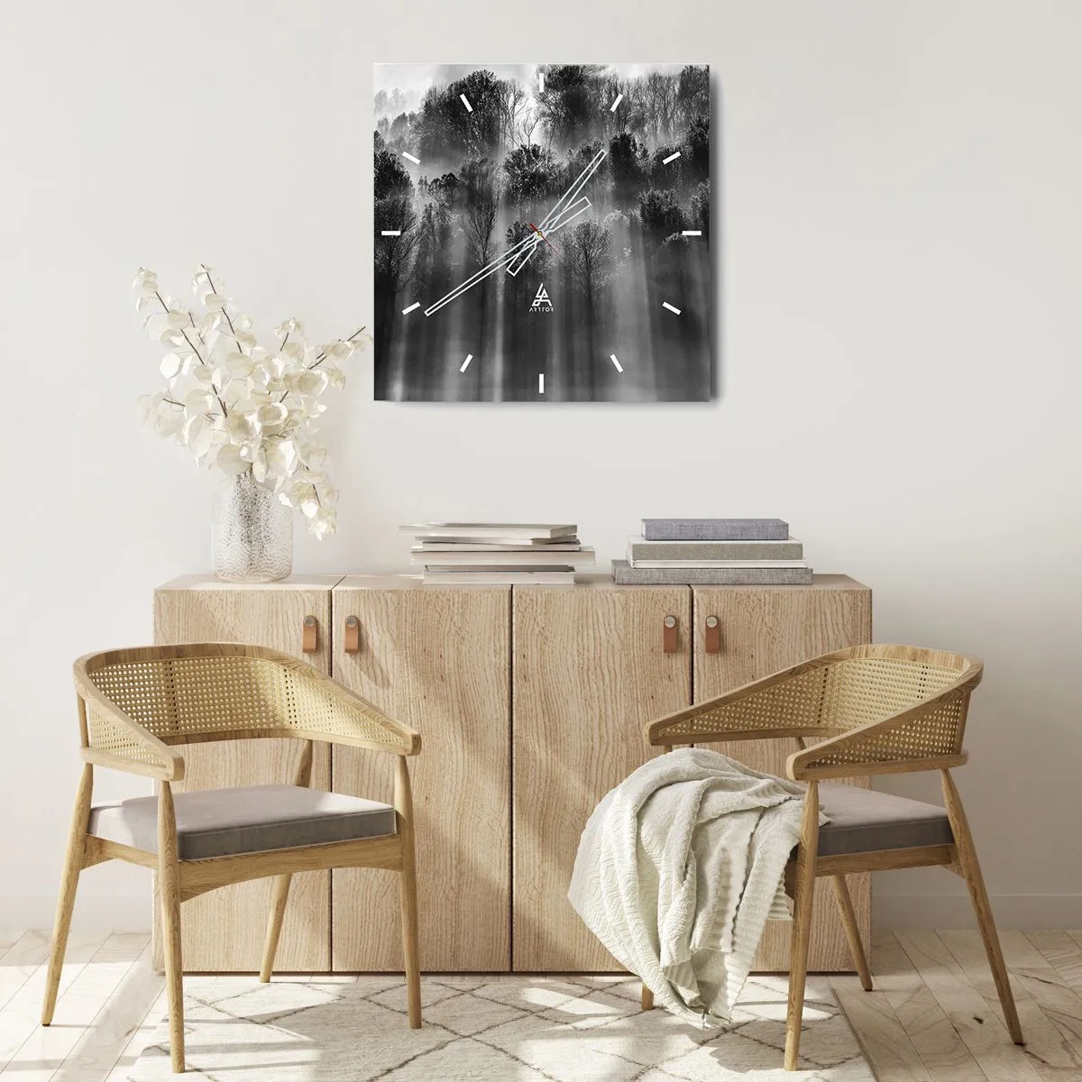 Wanduhr - Glasuhr - In Lichtstrahlen - 30x30 cm