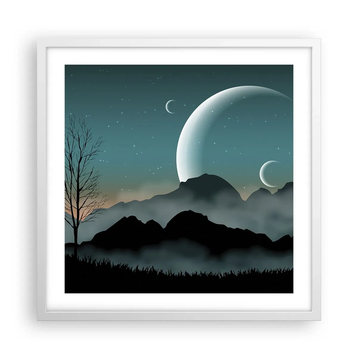 Poster in einem weißen Rahmen - Karneval in der Sternenacht - 50x50 cm