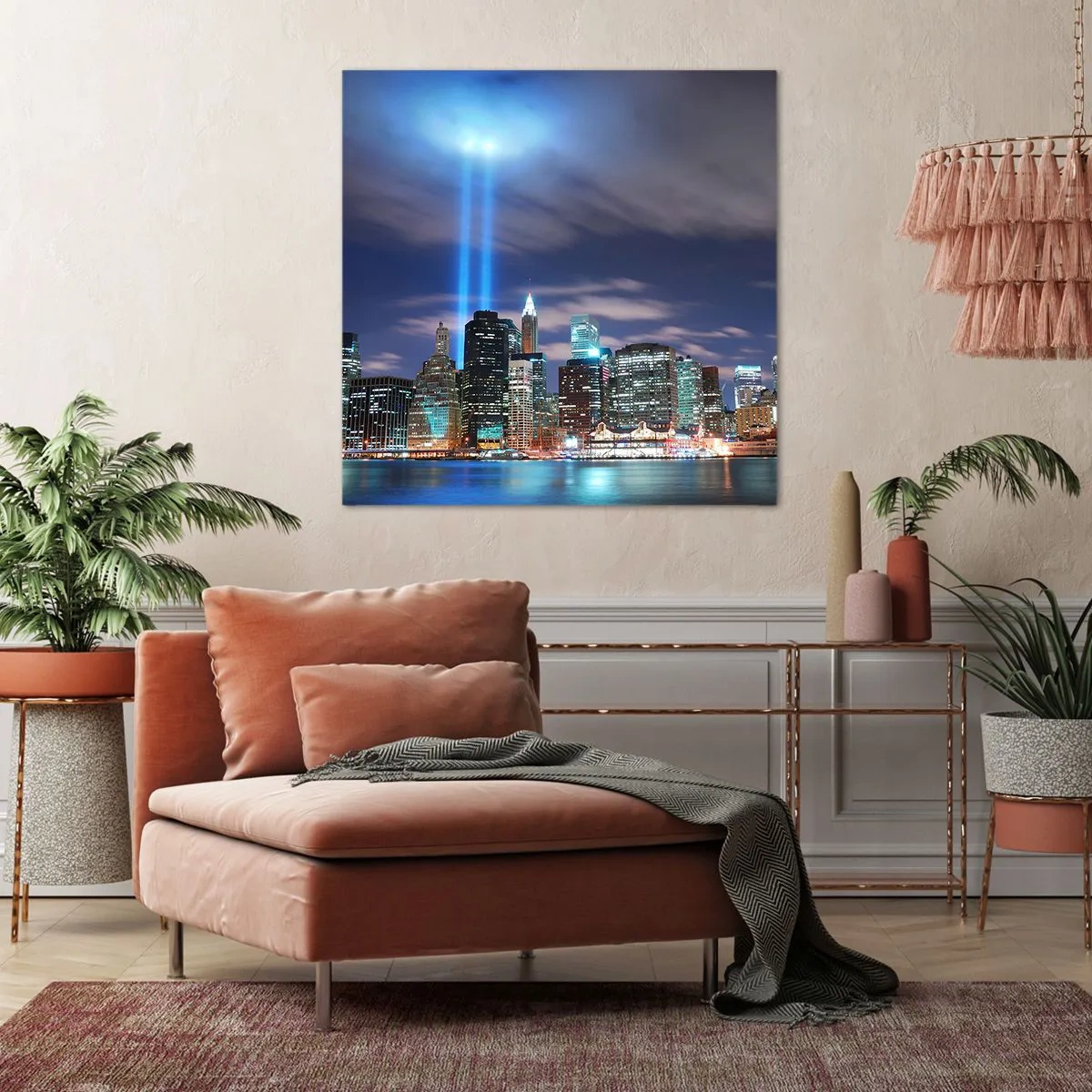 Bild auf Leinwand - Leinwandbild - Erreiche den Himmel mit dem Licht - 70x70 cm