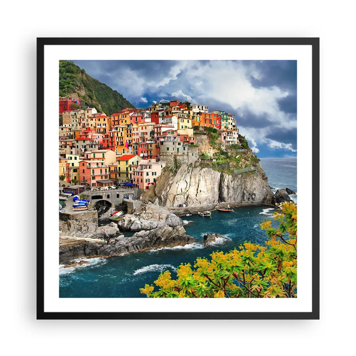 Poster in einem schwarzem Rahmen - Eine Gruppe umarmt die Felsen - 60x60 cm