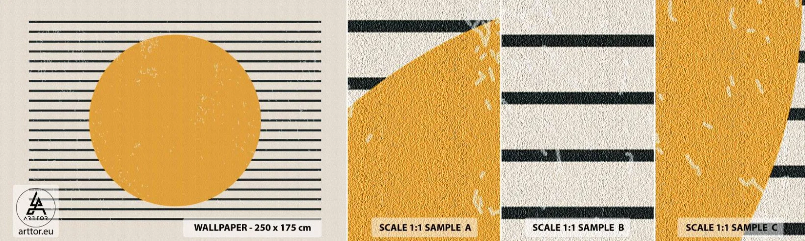 Fototapetenmuster Standard Eco - Die Kraft der Einfachheit - Sonne, Rad, Linien - 100x30 cm