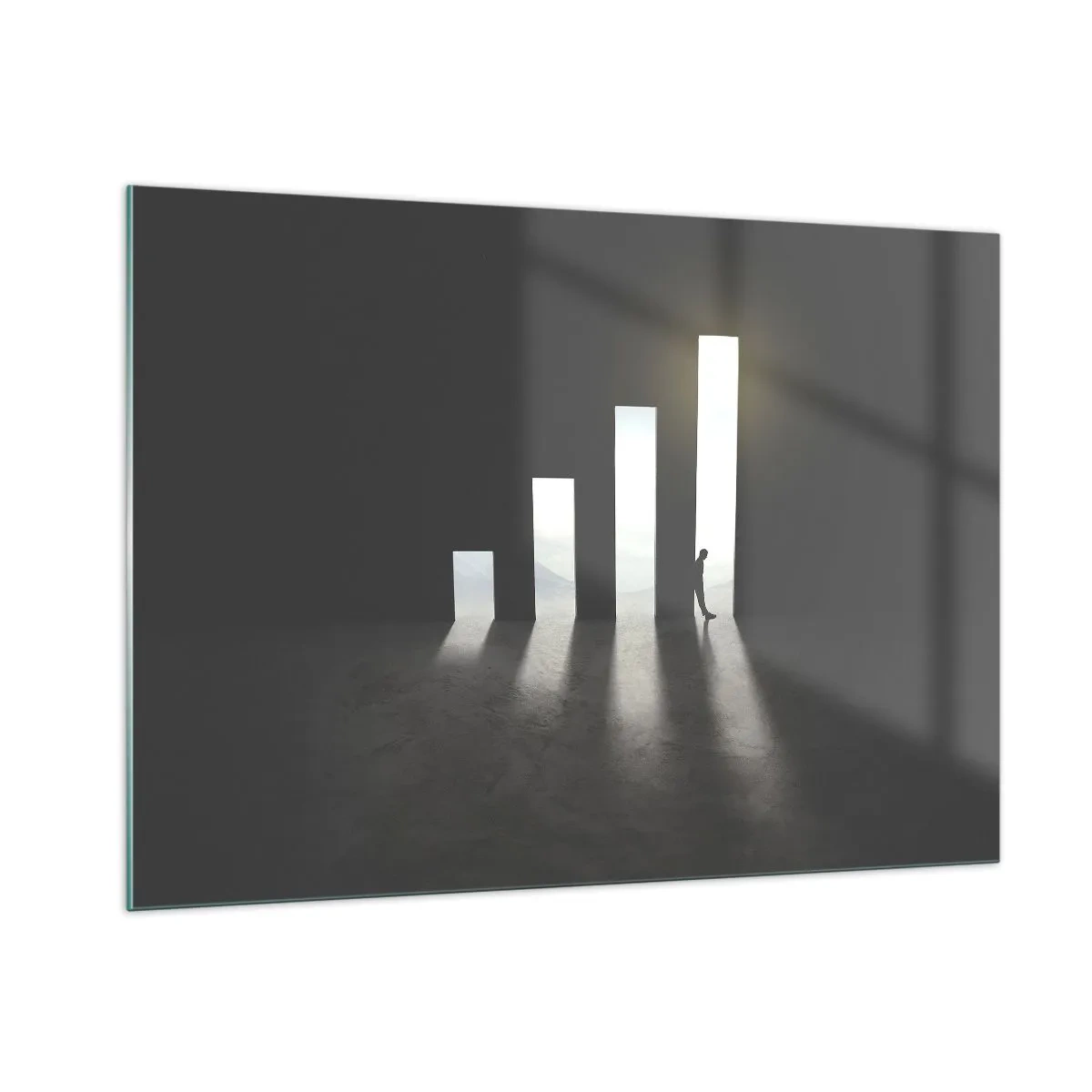 Glasbild - Bild auf glas - Der Mensch im Licht des Wachstums symbolisiert Entwicklung - 100x70cm - Erfolg –