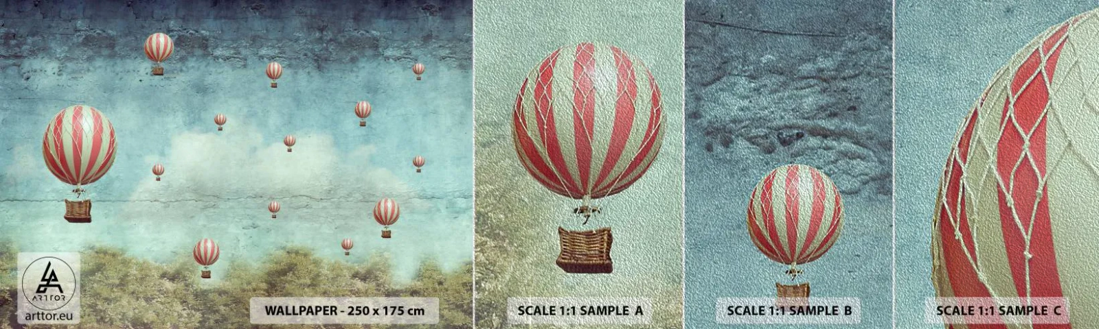 Fototapeten Muster Premium Sand - Frei von der Hektik des Lebens - Abstraktion, Reise, Ballonfahrt - 100x30 cm