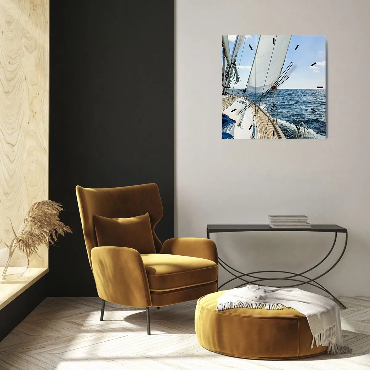 Wanduhr - Glasuhr - Ahoi, Abenteuer - 40x40 cm