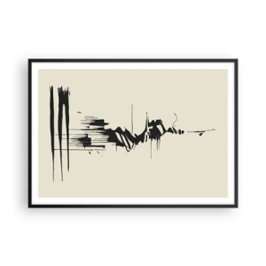 Poster in einem schwarzem Rahmen - Minimalistische Abstraktion mit schwarzen Linien auf hellem Hintergrund - 100x70cm - Hastige Abstraktion - Moderne Wanddekoration für Wohnzimmer und Schlafzimmer ARTTOR