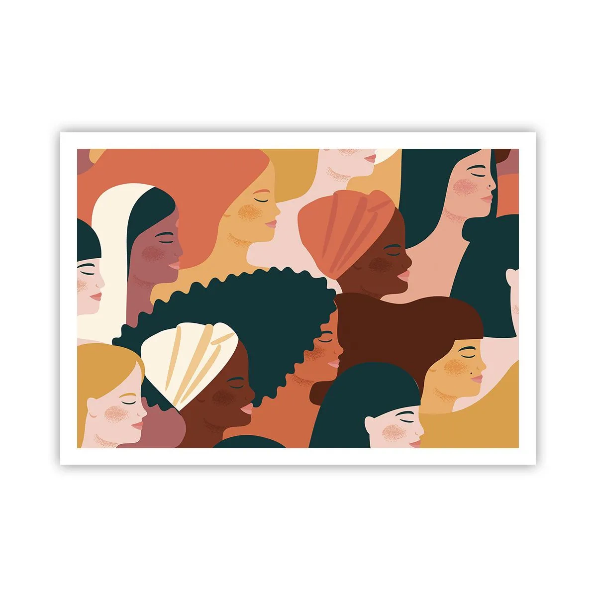 Poster - Farbenfrohe Frauenprofile in verschiedenen Stilen - 100x70cm - Nur Weiblichkeit - Moderne Wanddekoration für Wohnzimmer und Schlafzimmer ARTTOR