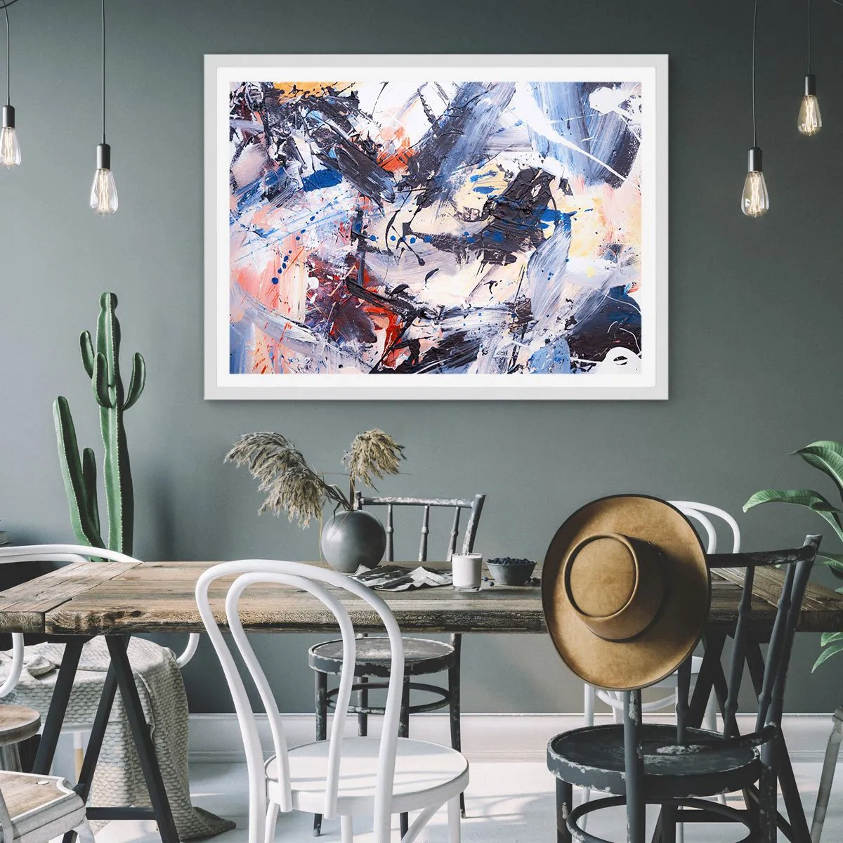Poster in einem weißen Rahmen - Verrückter Tanz der Abstraktion - 50x40 cm