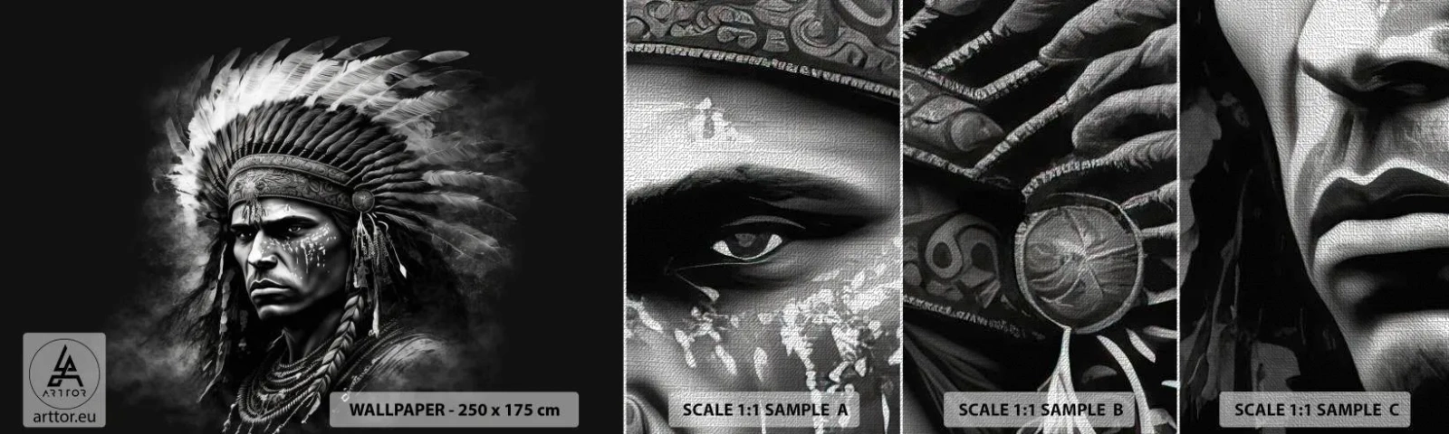 Fototapeten Muster Premium Canvas - Anführer und Krieger - indisch, Stämme, Ethnisch - 100x30 cm