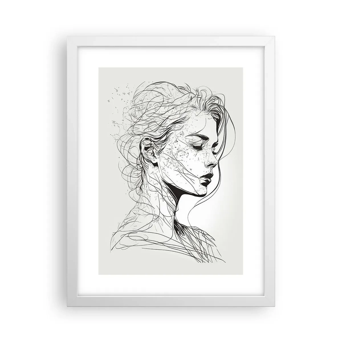 Poster in einem weißen Rahmen - Porträt im Gedanken - 30x40 cm
