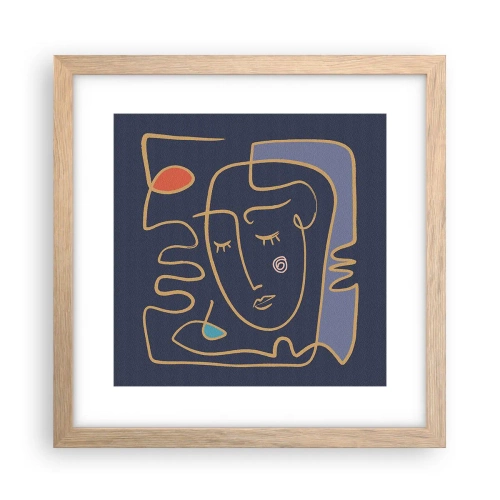 Poster in einem Rahmen aus heller Eiche - In Gedanken - 30x30 cm