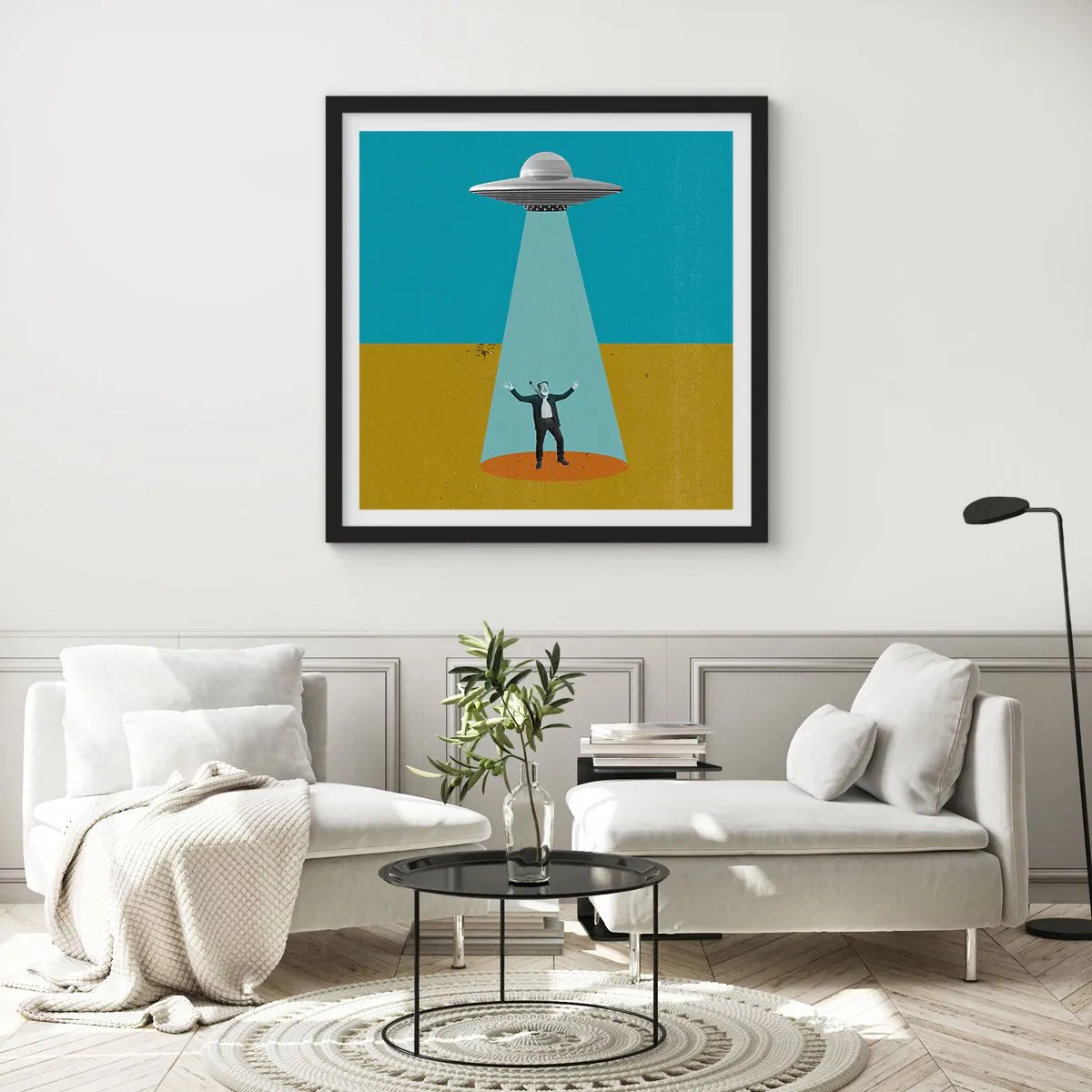 Poster in einem schwarzem Rahmen - Nahe Begegnung - 60x60 cm