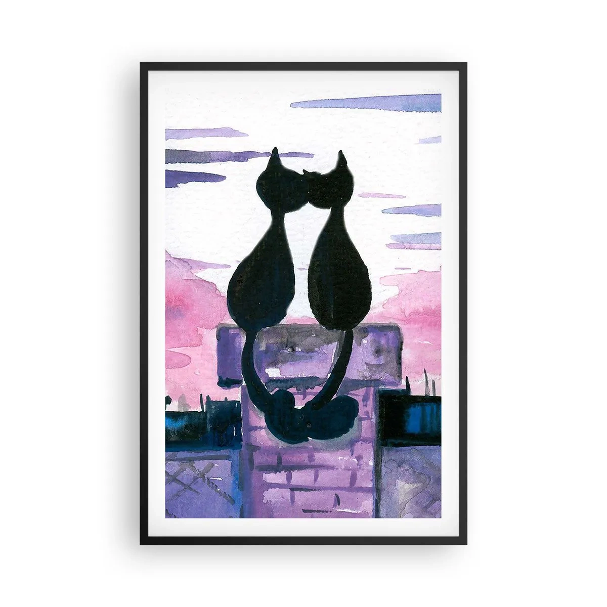 Poster in einem schwarzem Rahmen - Rendez-vous unter dem Mond - 61x91 cm