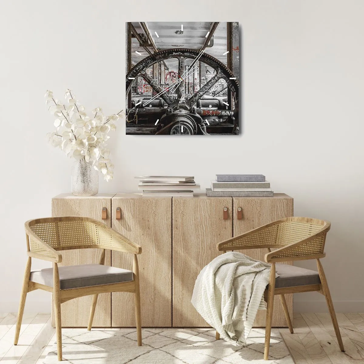 Wanduhr - Glasuhr - Das geheime Leben der Fabrik - 30x30 cm