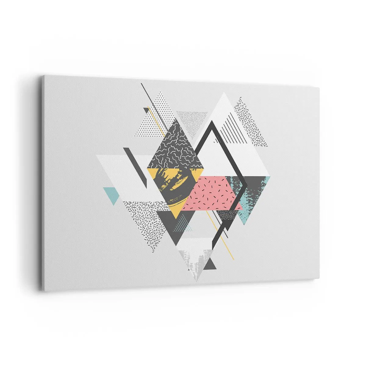 Bild auf Leinwand - Leinwandbild - Geometrische Muster auf hellem Hintergrund - 100x70cm - Variation über Dreieck und Raute - Moderne Wanddekoration für Wohnzimmer und Schlafzimmer ARTTOR