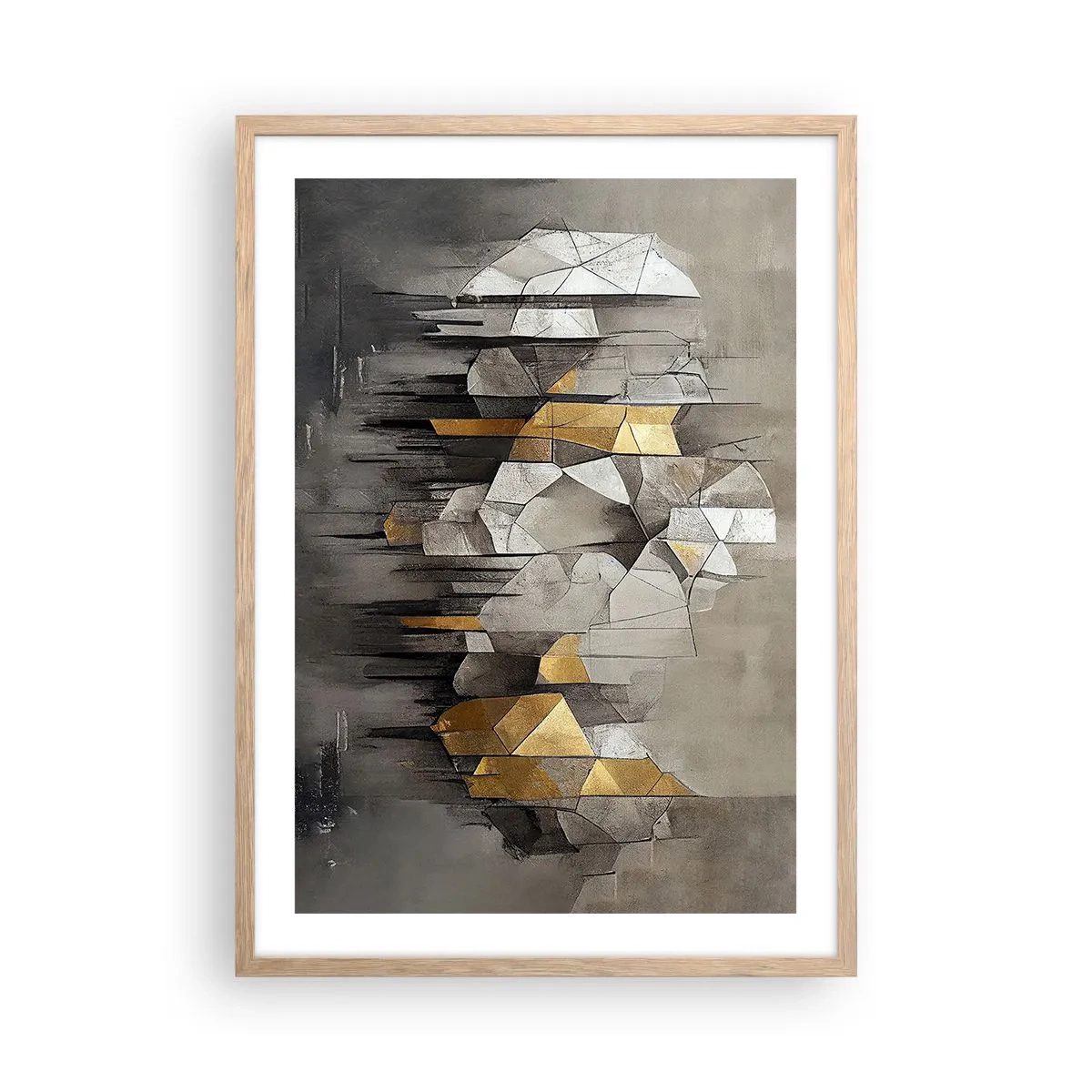 Poster in einem Rahmen aus heller Eiche - Komposition aus Eis und Licht - 50x70 cm