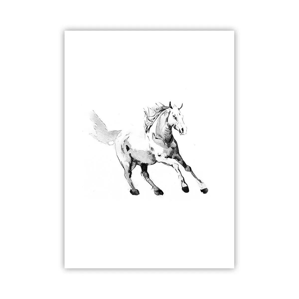 Poster - Eine minimalistische Illustration eines galoppierenden Pferdes - 50x70cm - Ungezähmte Seele - Moderne Wanddekoration für Wohnzimmer und Schlafzimmer ARTTOR