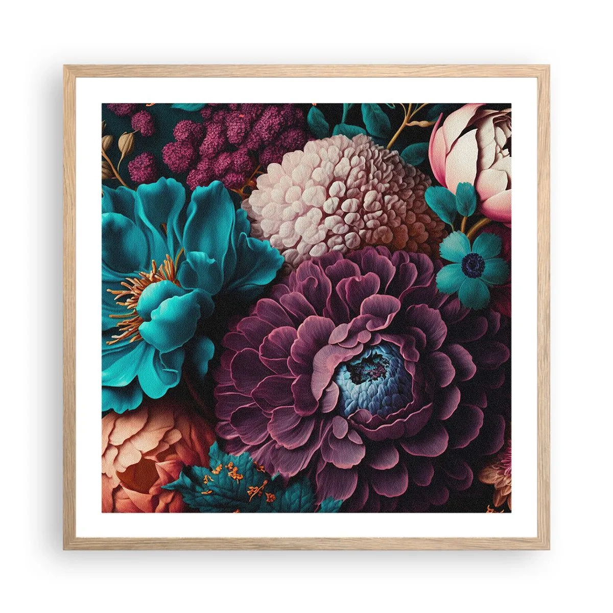 Poster in einem Rahmen aus heller Eiche - Natur in Hülle und Fülle - 60x60 cm