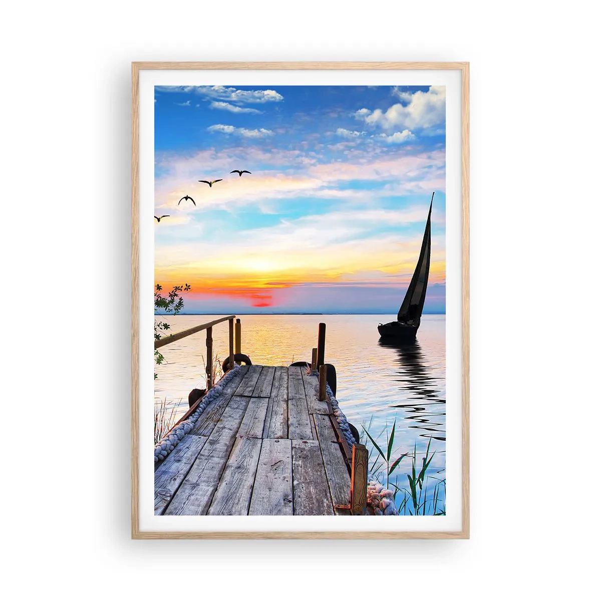 Poster in einem Rahmen aus heller Eiche - Guten Abend - 70x100 cm