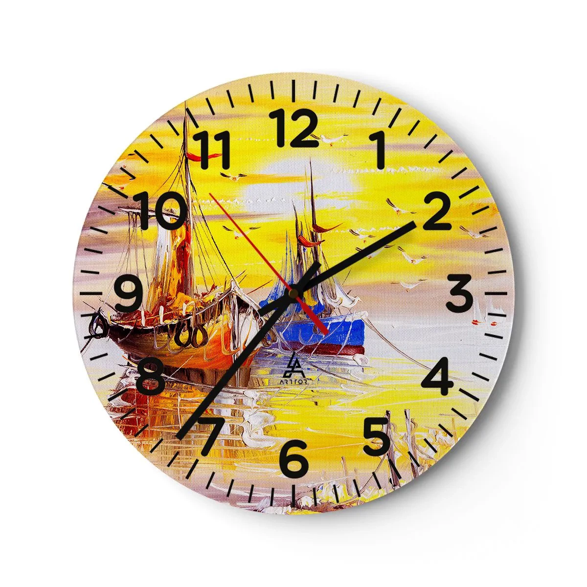 Wanduhr - Glasuhr - Eine wohlverdiente Pause im Hafen - 30x30 cm