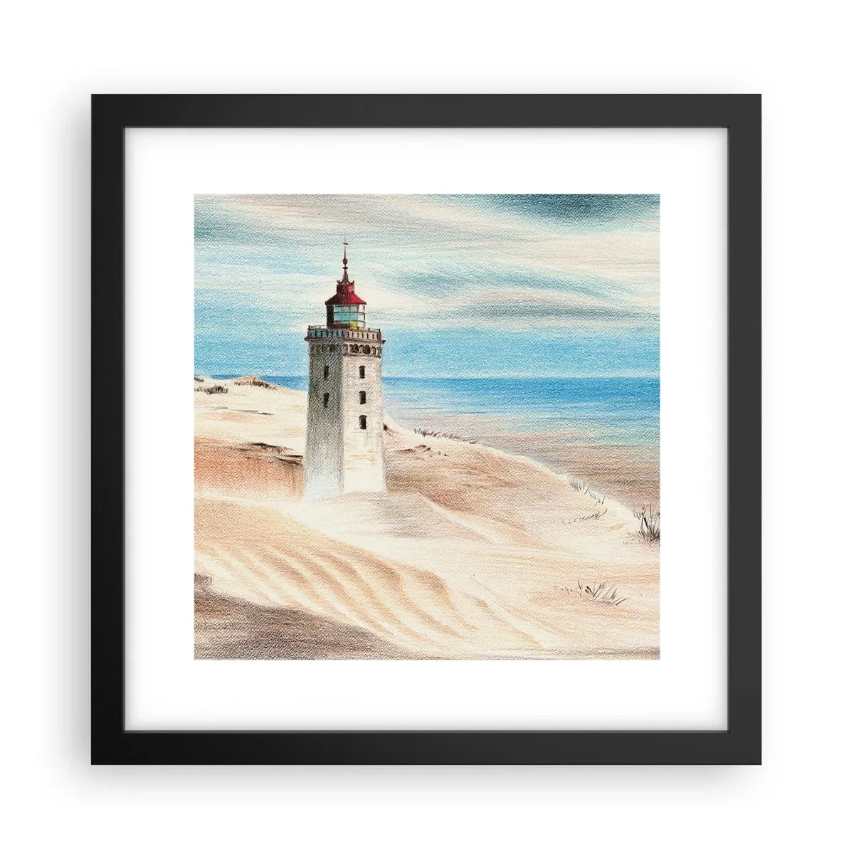 Poster in einem schwarzem Rahmen - Immer aufs Meer starrend - 30x30 cm