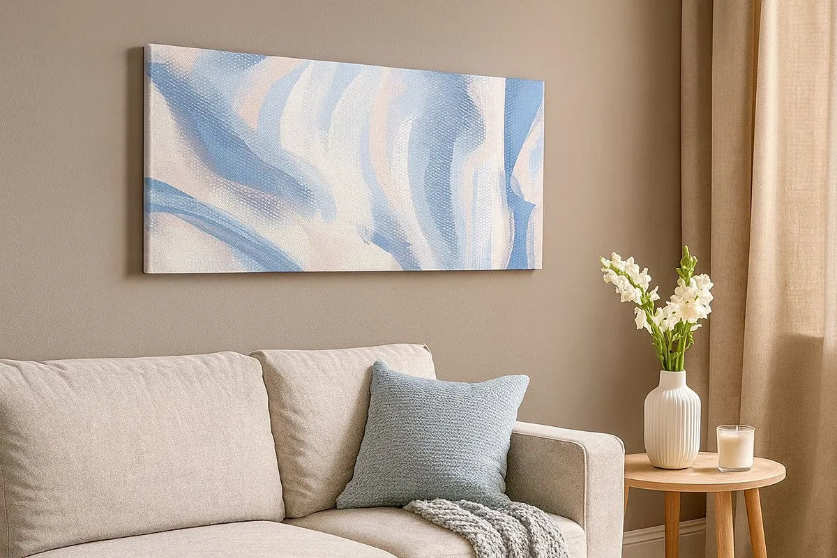 Bild auf Leinwand - Leinwandbild - Blaue Wellen - 100x40 cm