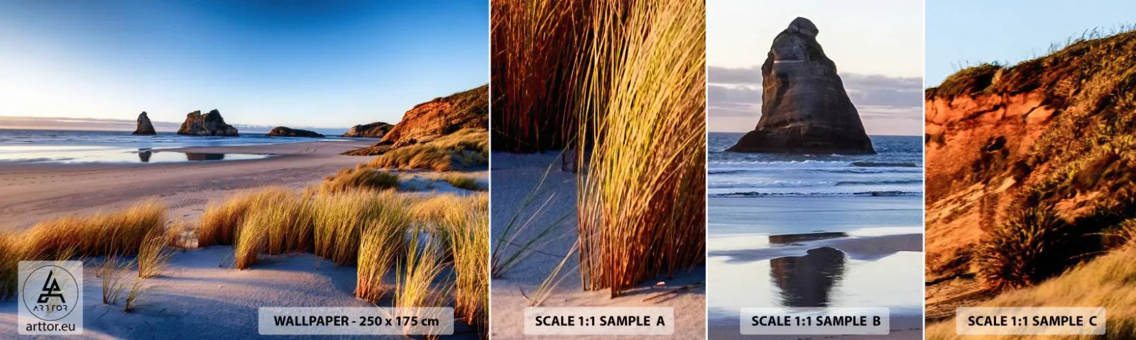 Fototapeten Muster Selbstklebend Deluxe Sticker - Für Friedenssuchende - Dünen, Strand, Natur - 100x30 cm