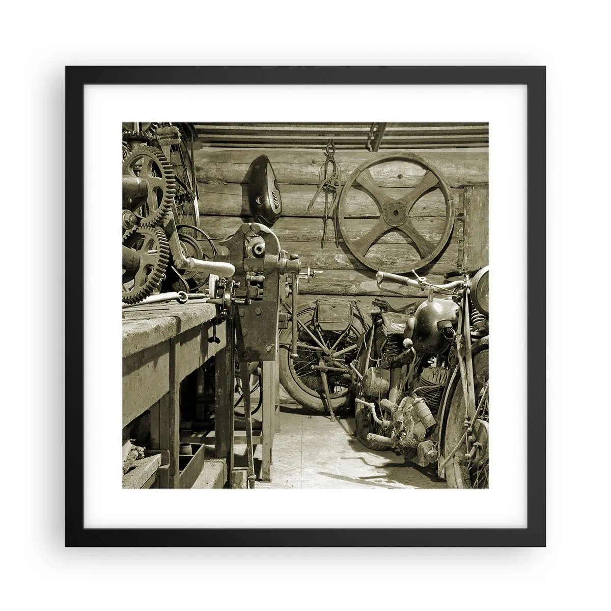 Poster in einem schwarzem Rahmen - Im Schuppen von Onkel Władek - 40x40 cm