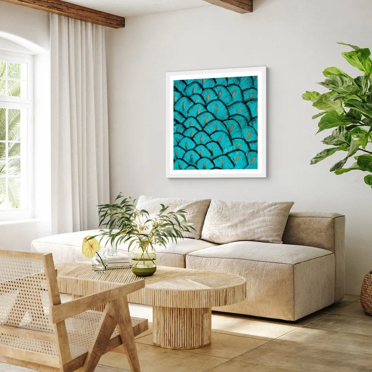 Poster in einem weißen Rahmen - Große Federgala - 60x60 cm