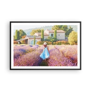 Poster in einem schwarzem Rahmen - Lavendel Mädchen - 91x61 cm