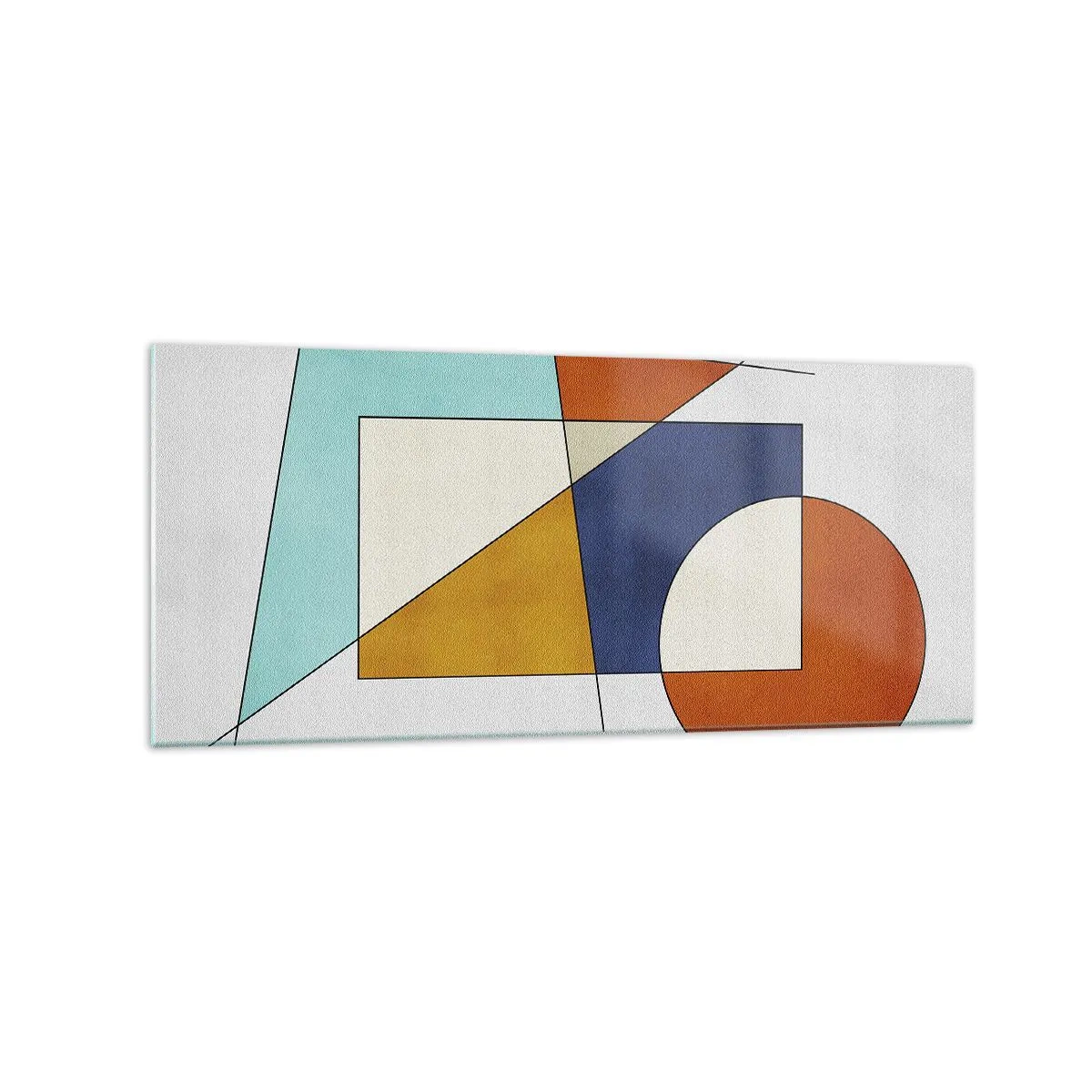 Glasbild - Bild auf glas - Eine modernistische Komposition aus geometrischen Formen und Farben - 120x50cm - Abstraktion: modernistisches Spiel - Moderne Wanddekoration für Wohnzimmer und Schlafzimmer ARTTOR
