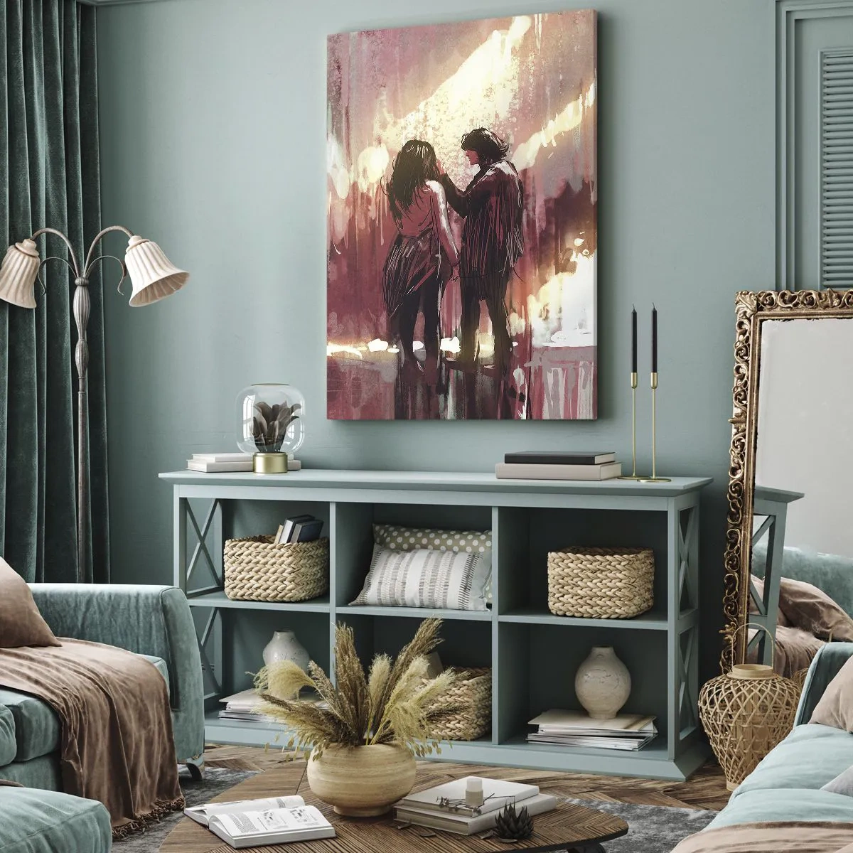 Bild auf Leinwand - Leinwandbild - Das ewige Schauspiel der Liebe - 55x100 cm