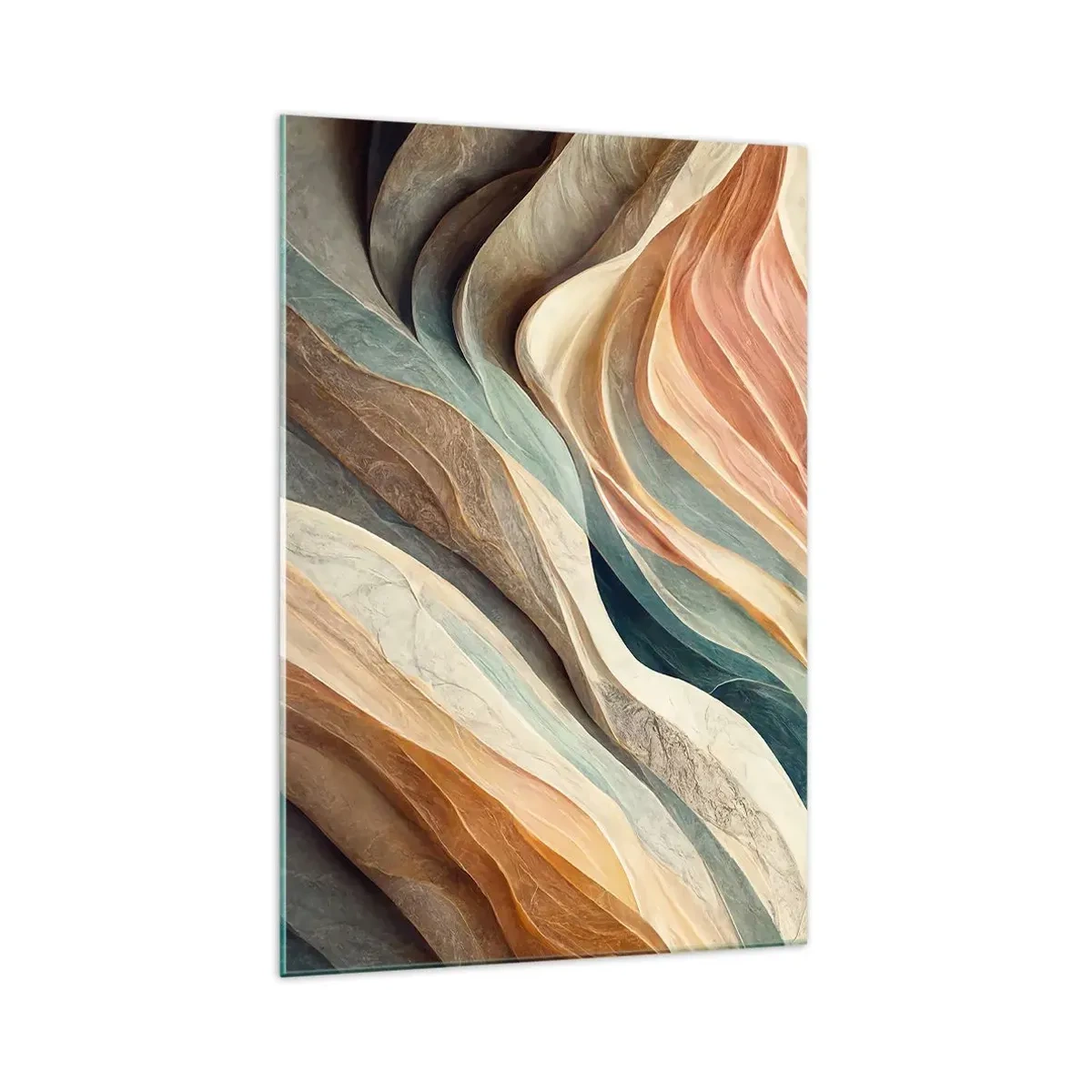 Glasbild - Bild auf glas - Abstrakte Wellen in Pastelltönen - 70x100cm - Moment vor der Veränderung - Moderne Wanddekoration für Wohnzimmer und Schlafzimmer ARTTOR