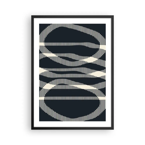Poster in einem schwarzem Rahmen - Abstraktes geometrisches Motiv in Schwarz-Weiß-Tönen - 50x70cm - Ein Versuch, die Dunkelheit zu durchbrechen - Moderne Wanddekoration für Wohnzimmer und Schlafzimmer ARTTOR