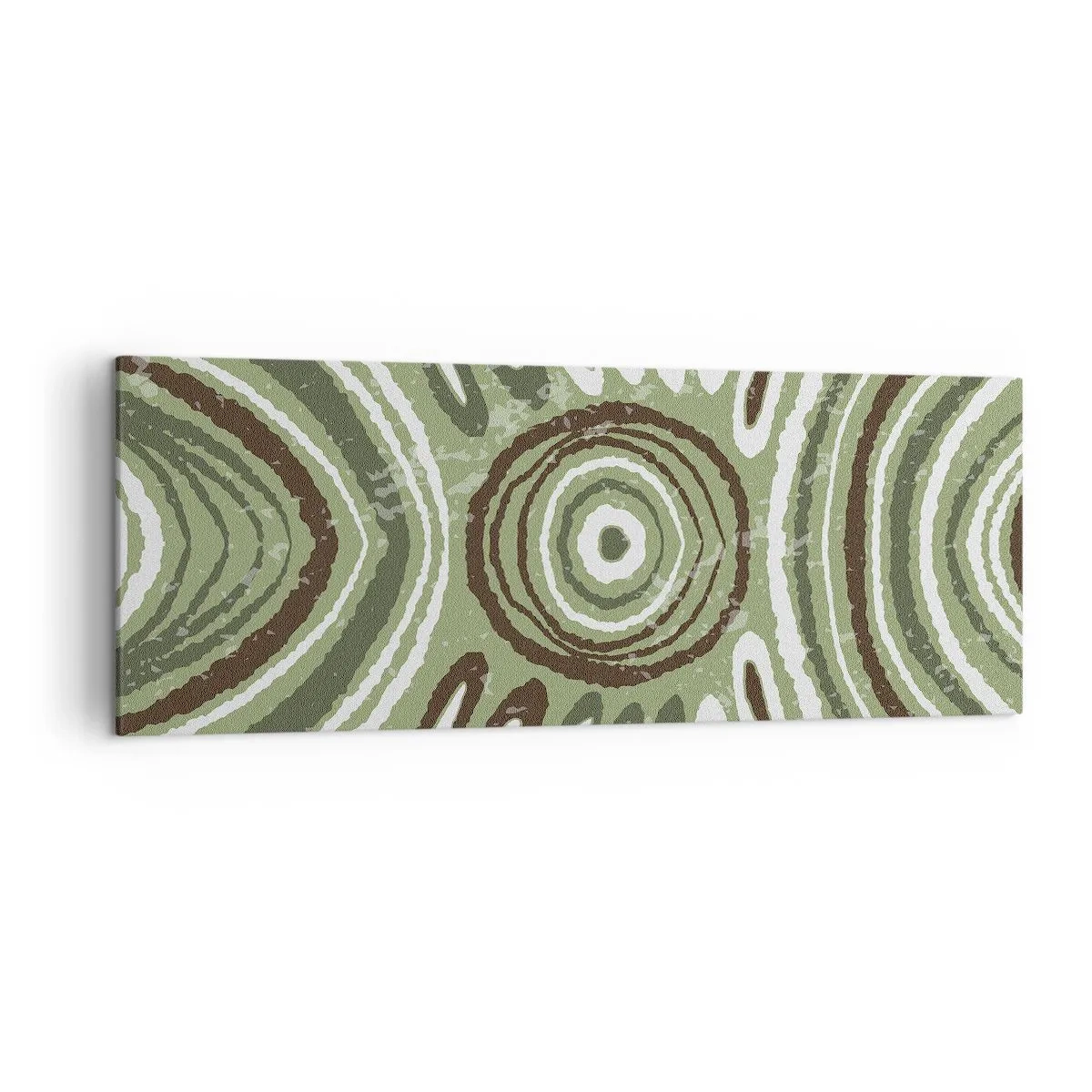 Bild auf Leinwand - Leinwandbild - Abstrakte Muster in Grün- und Brauntönen - 140x50cm - Explosion von Emotionen - Moderne Wanddekoration für Wohnzimmer und Schlafzimmer ARTTOR