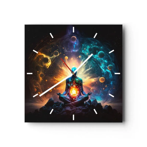 Wanduhr - Glasuhr - Kosmischer Frieden - 40x40 cm