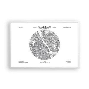 Poster in einem weißen Rahmen - Anatomie von Warschau - 91x61 cm