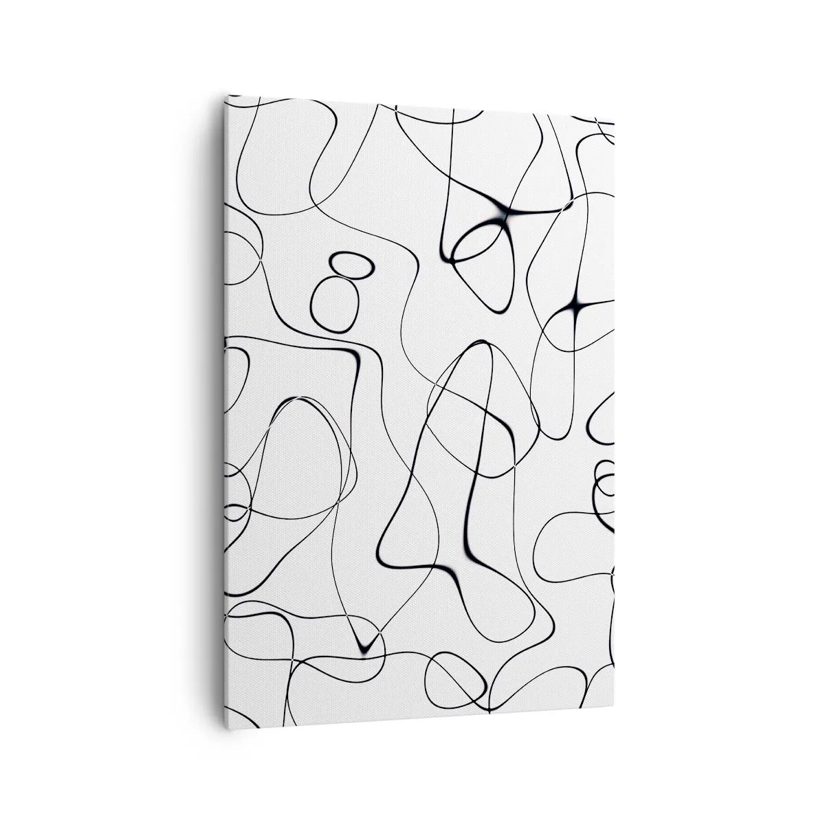 Bild auf Leinwand - Leinwandbild - Abstrakte schwarze Linien auf weißem Hintergrund im minimalistischen Stil - 70x100cm - Lebenswege, Wechselfälle - Moderne Wanddekoration für Wohnzimmer und Schlafzimmer ARTTOR