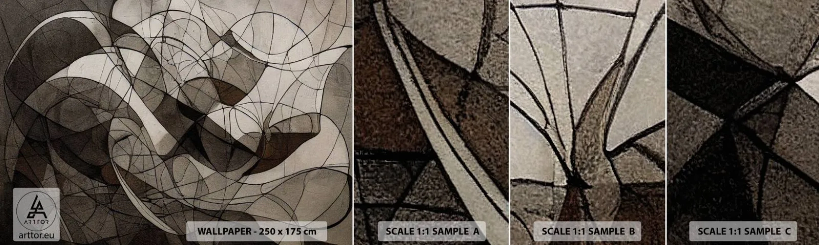 Fototapetenmuster Standard Eco - Zirkulation von Erdfarben - Stück, Zeitgenössisch, Wachsmalstift - 100x30 cm