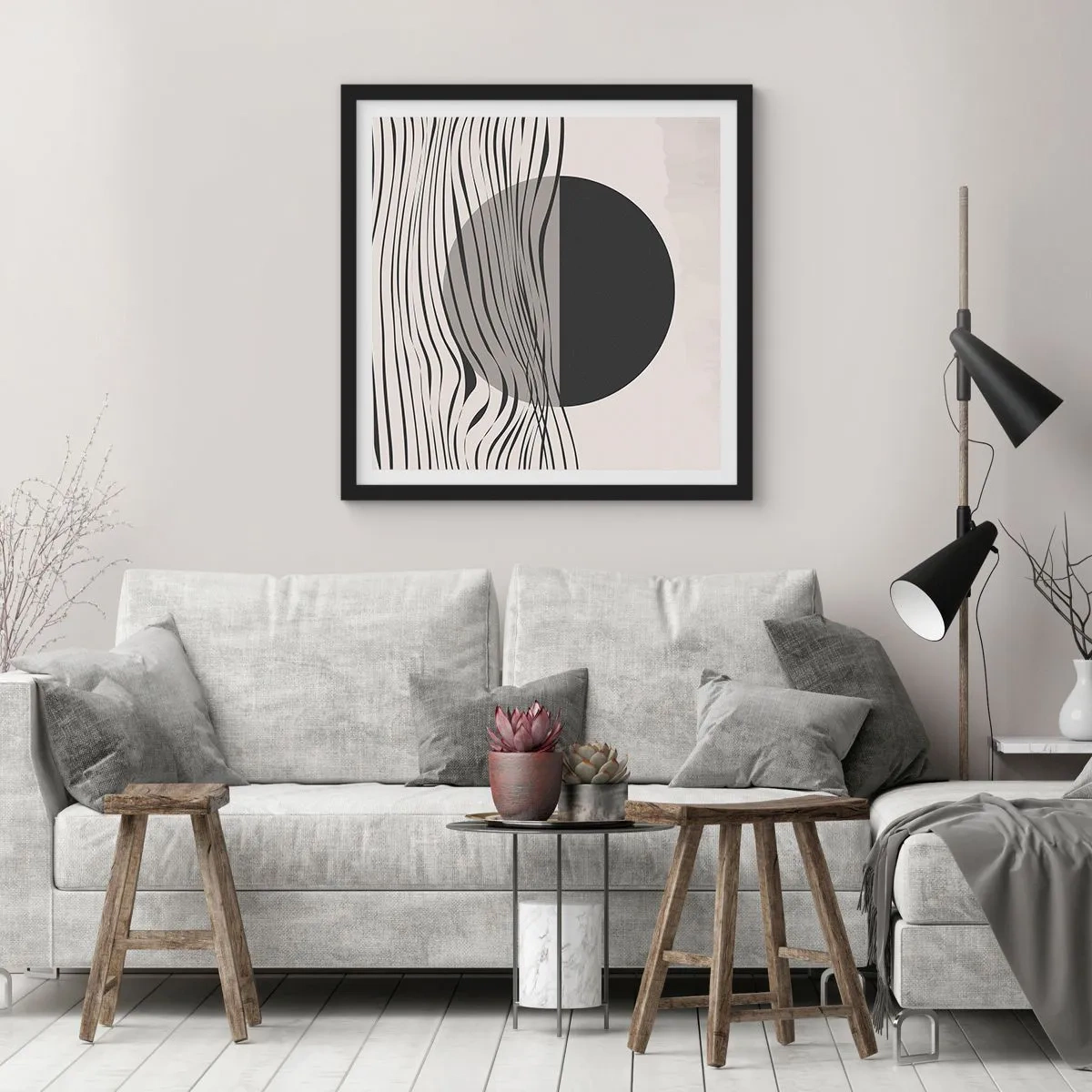 Poster in einem schwarzem Rahmen - Halbe Komposition - 40x40 cm