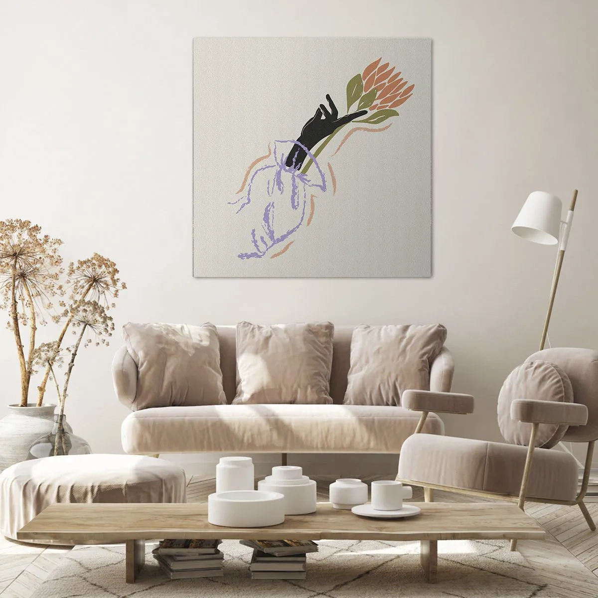 Bild auf Leinwand - Leinwandbild - Schwesterliche Berührung - 60x60 cm