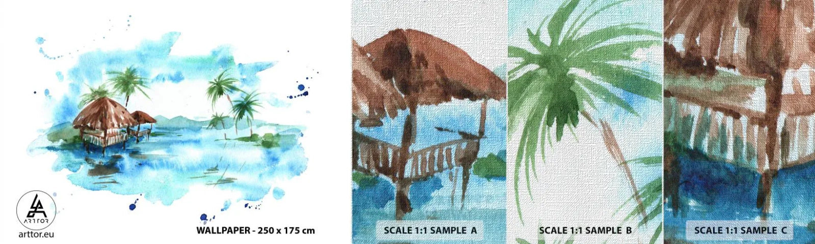 Fototapeten Muster Premium Canvas - Irgendwo im Pazifik - Landschaft, Insel, Palmen - 100x30 cm